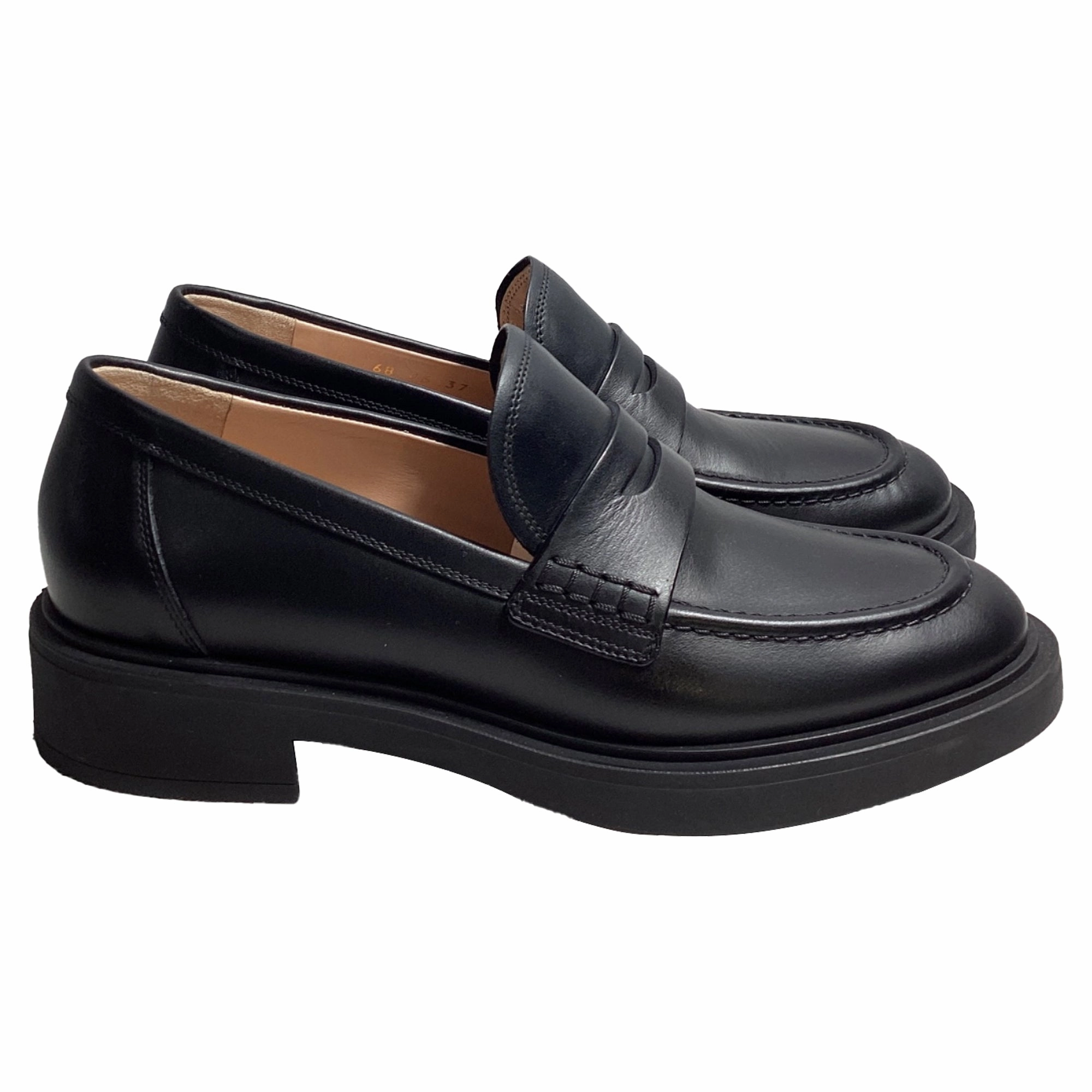 Gianvito Rossi Harris Penny Loafers in Black Leather Step Lightly