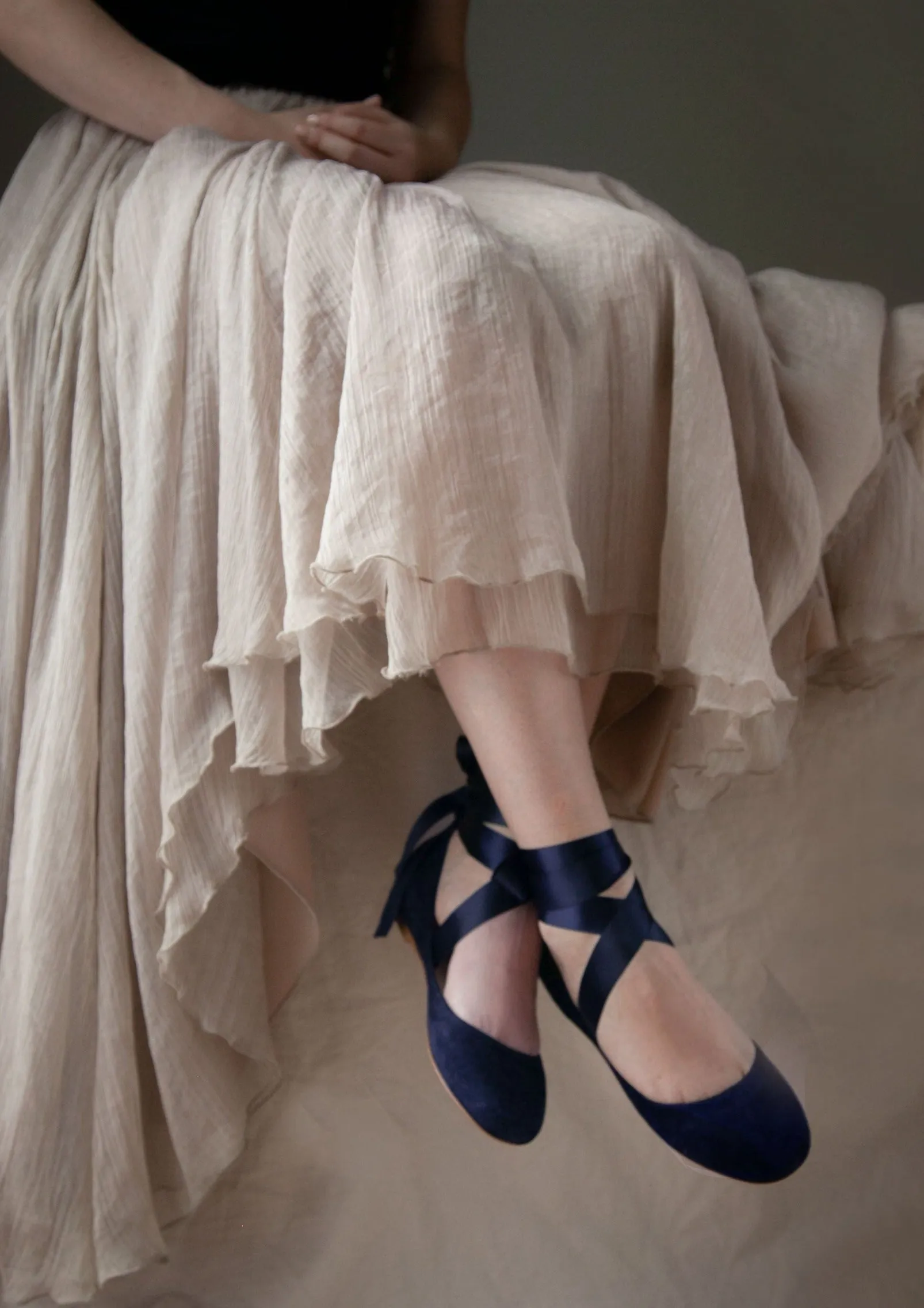 foam SIENNA BALLET FLATS - NAVY NUBUCK