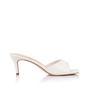 Tabitha Heeled Mules - Chalk White Clean Lines