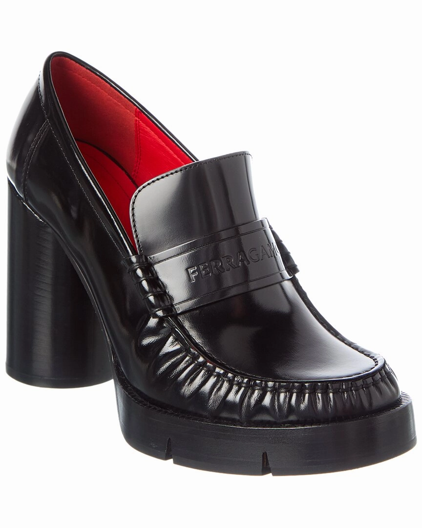 Ferragamo Irina Leather Platform Loafer Steady walk Free Power