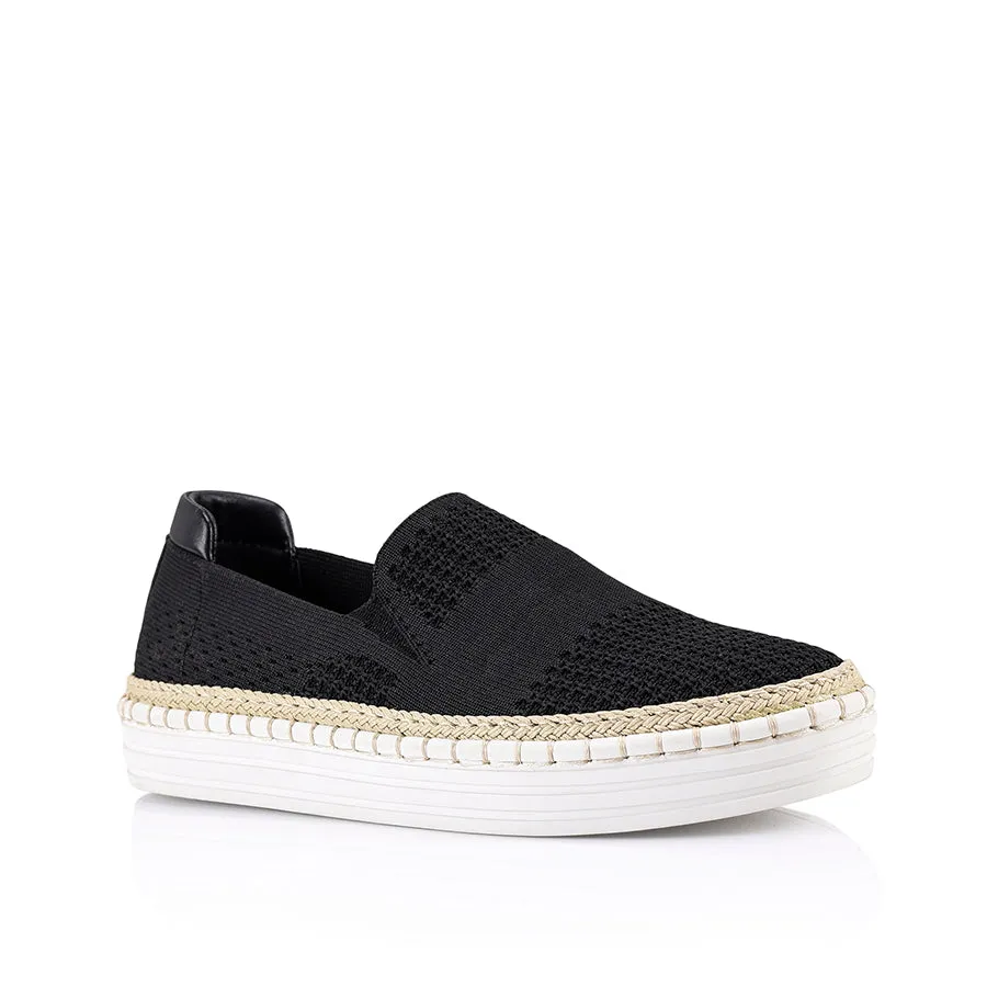 Queen Slip On Sneakers - Black Knit Fashion Lane