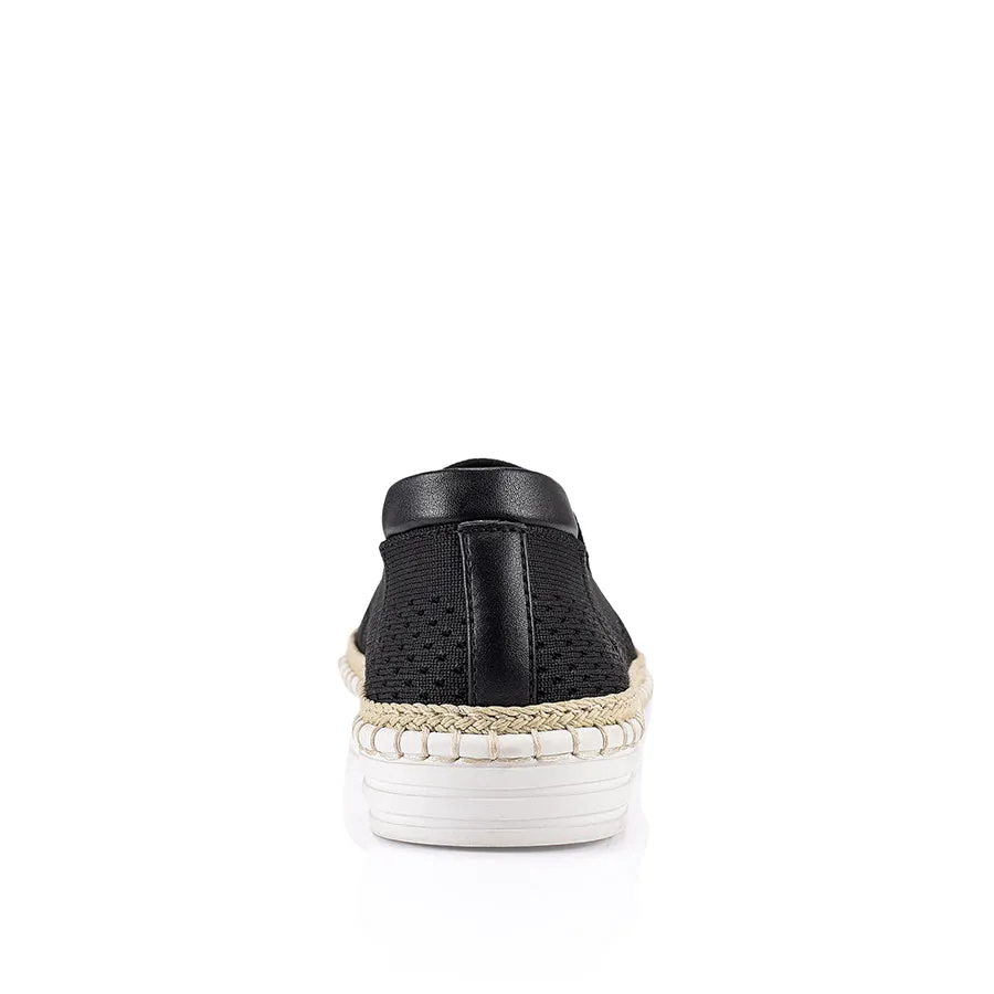 Queen Slip On Sneakers - Black Knit Reliable Footwear Ventilated