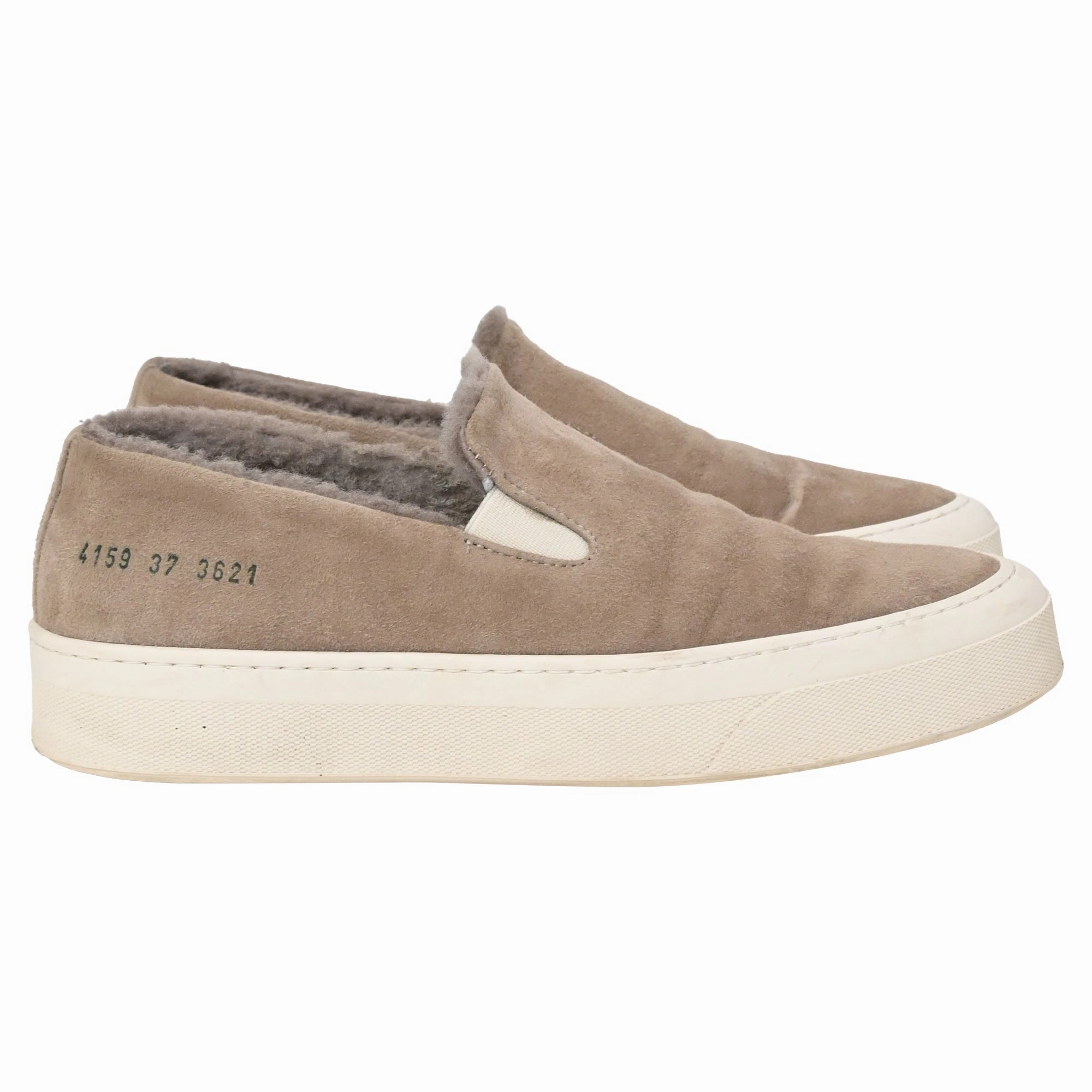 Common Projects 35mm Slip On Sneakers with Shearling in Brown Suede Firm Power
