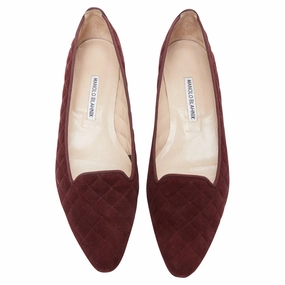Stylish Padding Quick Go Manolo Blahnik Quilted Suede Square Toe Loafer Flats
