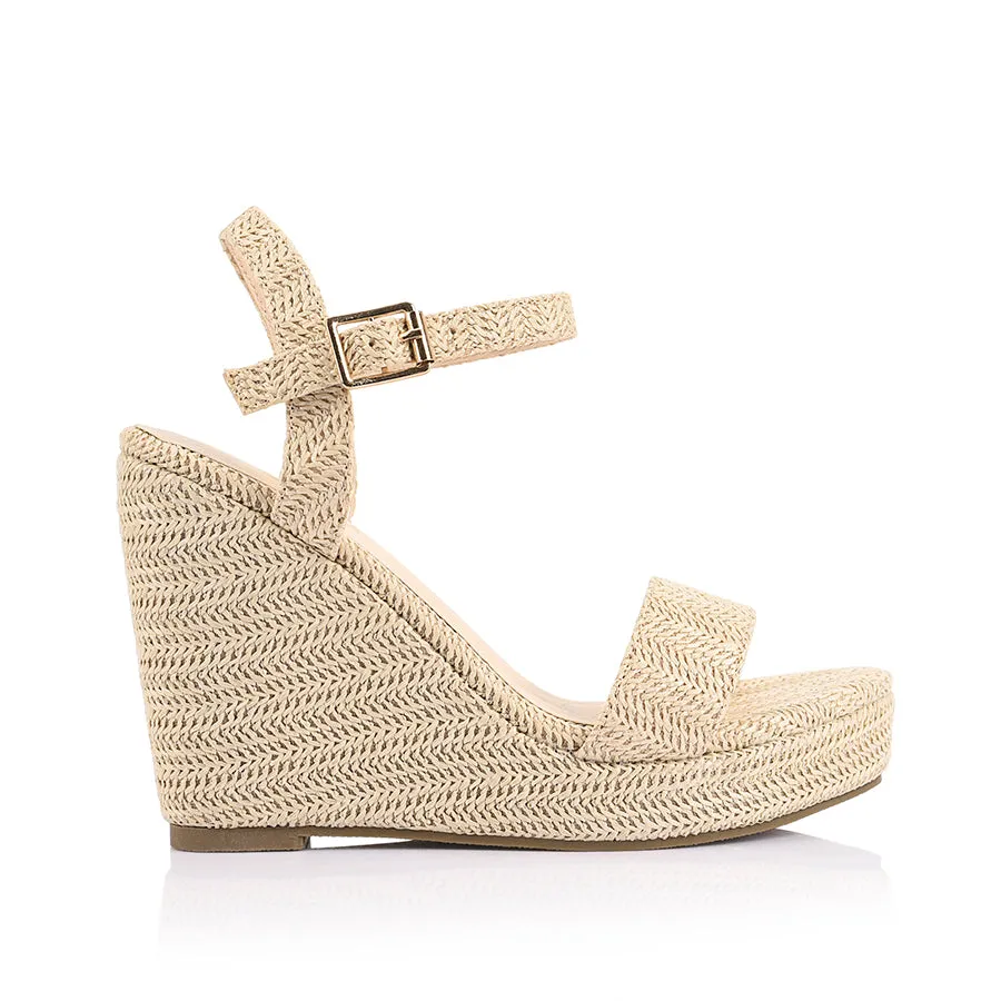 Luxury Pumps for Weddings Wedding Day Heels Amaya Rope Wedges - Raffia