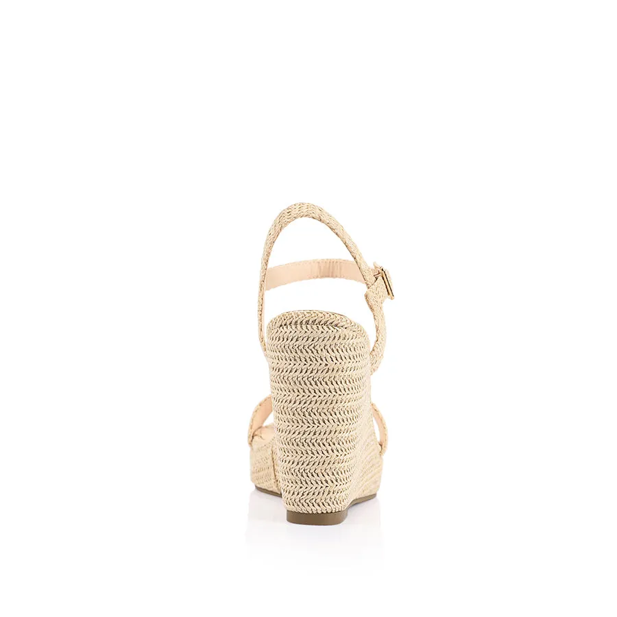 Elegant Platform Sandals Amaya Rope Wedges - Raffia