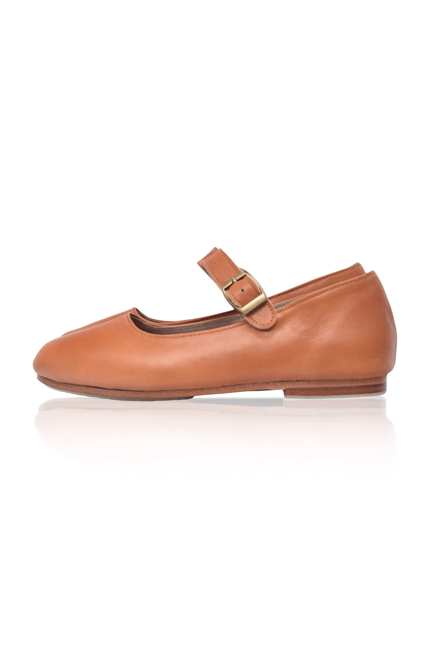 Belle Rose Round Toe Leather Flats Cozy Flats