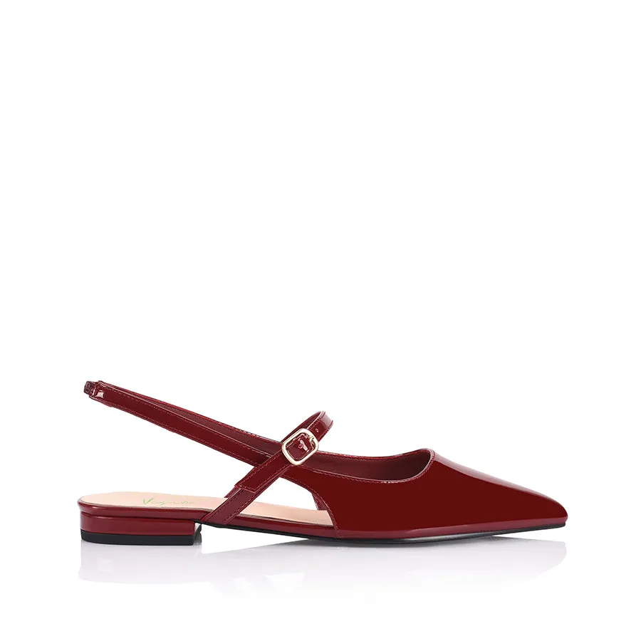 Hiatus Sling Back Flats - Wine Patent Peace Path Stream Glow