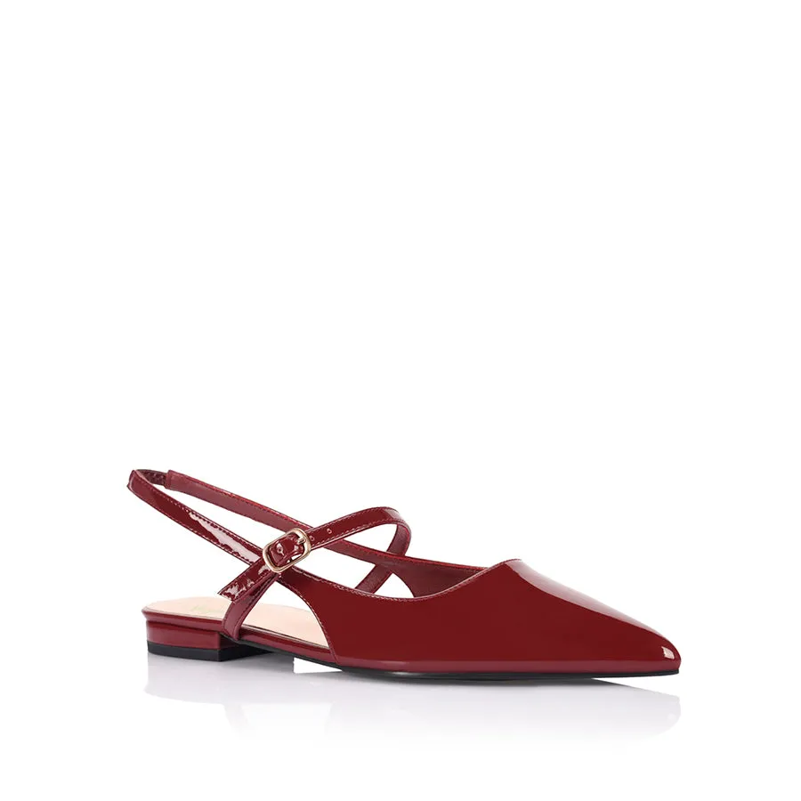 Hiatus Sling Back Flats - Wine Patent Relaxing Step Celebrate Day