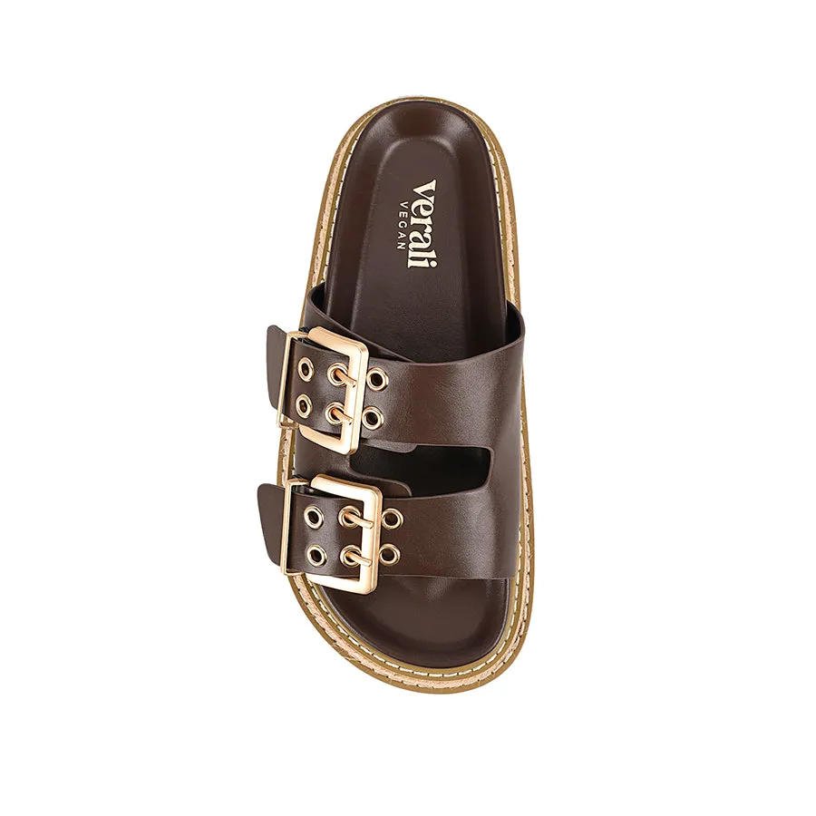 Thatcher Platform Slides - Chocolate Brown High Glow Flat Design