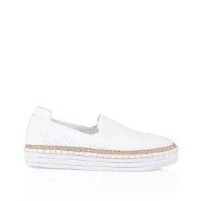 Queen Slip On Sneakers - White Knit Coast Step Ice Path