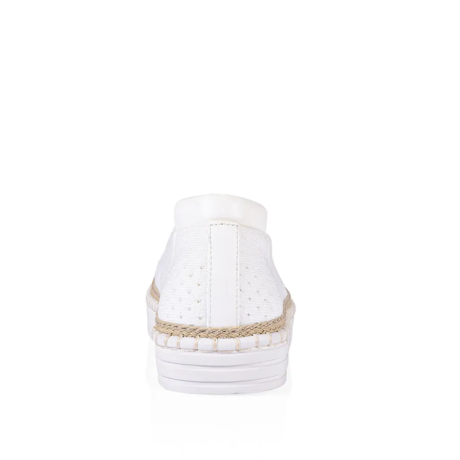 Queen Slip On Sneakers - White Knit Korean style Urban View