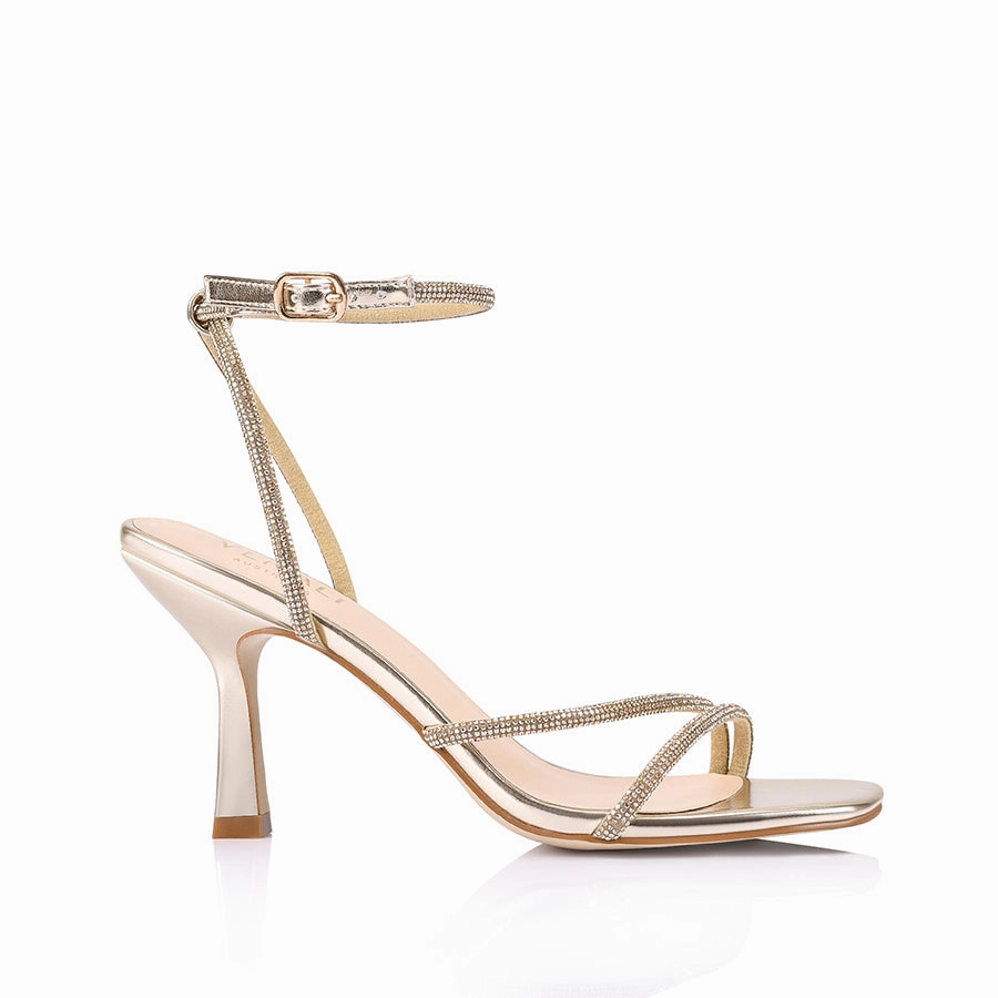Removable Footbed Durable Sole Pepper Strappy Sandals - Champagne
