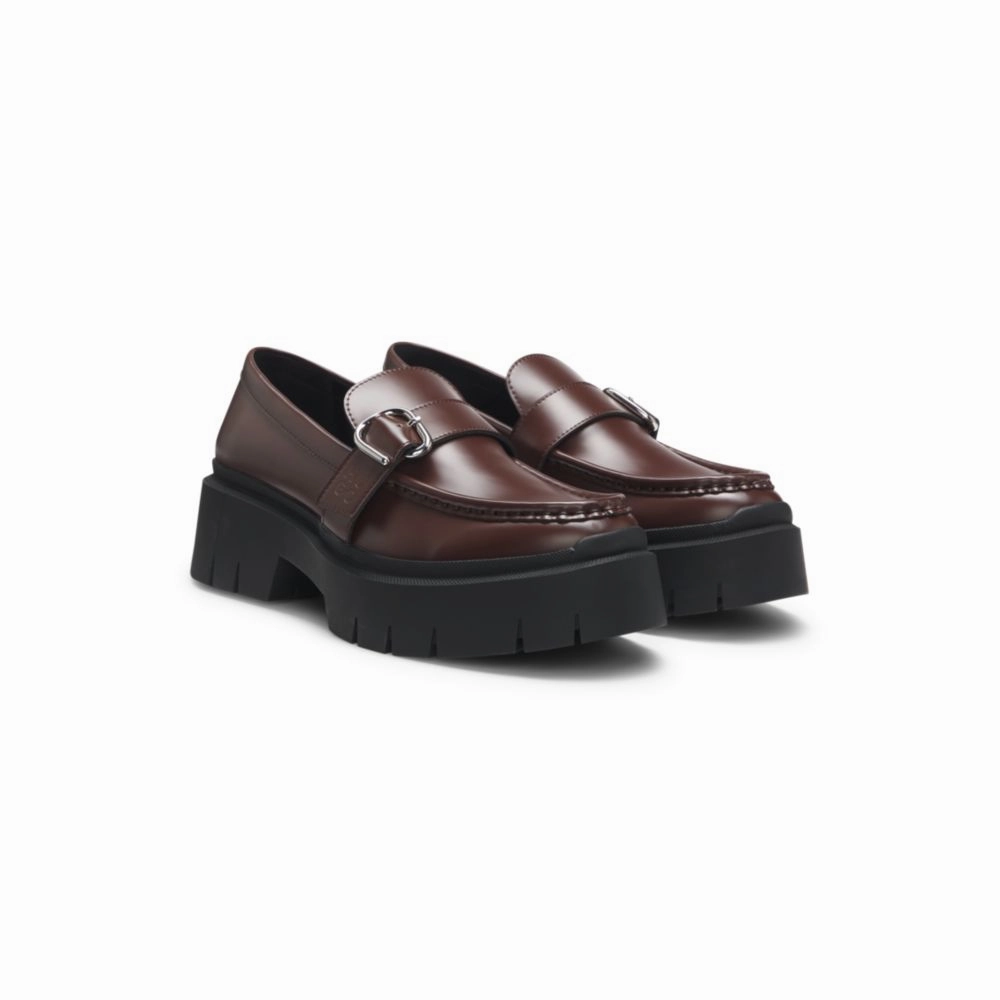 Leather loafers with buckled strap Trail Run Autumn Fashion