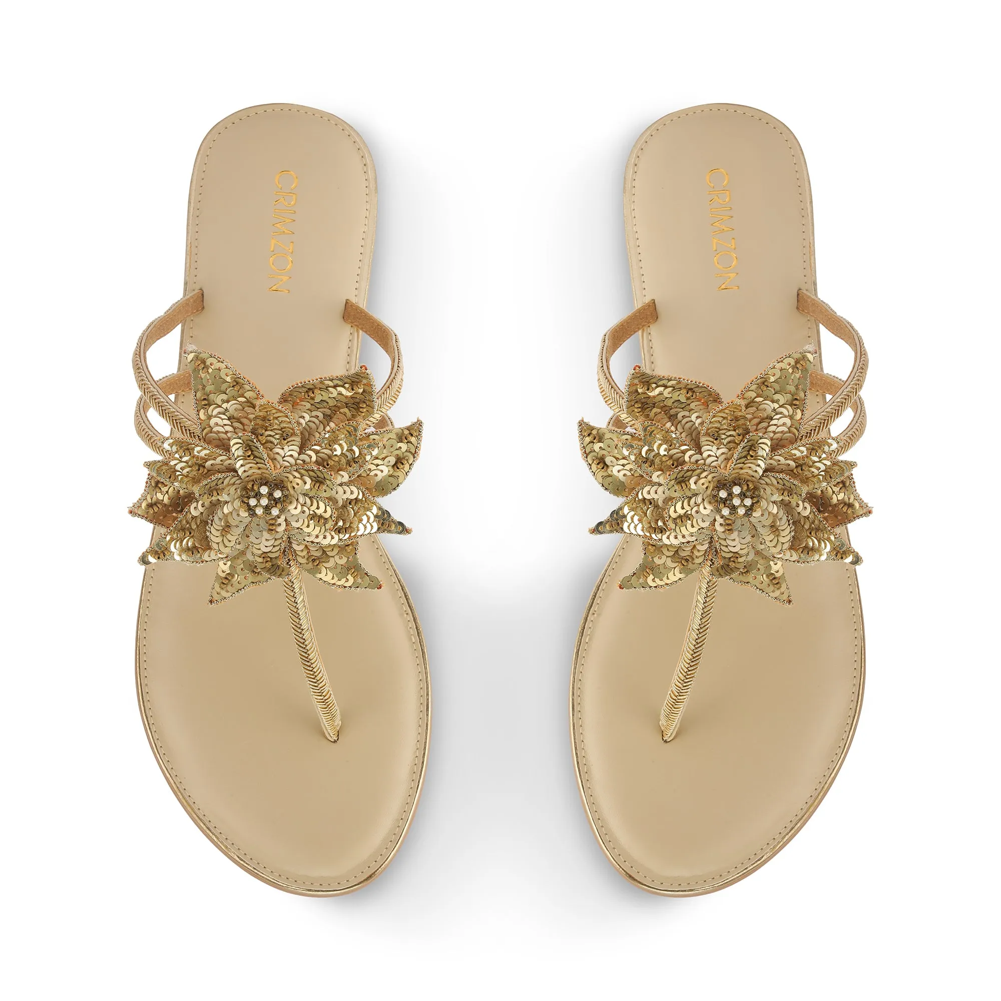 FLORA- ANTIQUE GOLD FLATS Anti Odor Technology Dual Tone