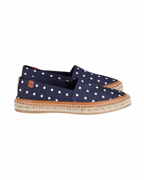 Gabriela Hearst Alba Polka-Dot Espadrilles in Navy Blue Satin Toe Power Grip Lane