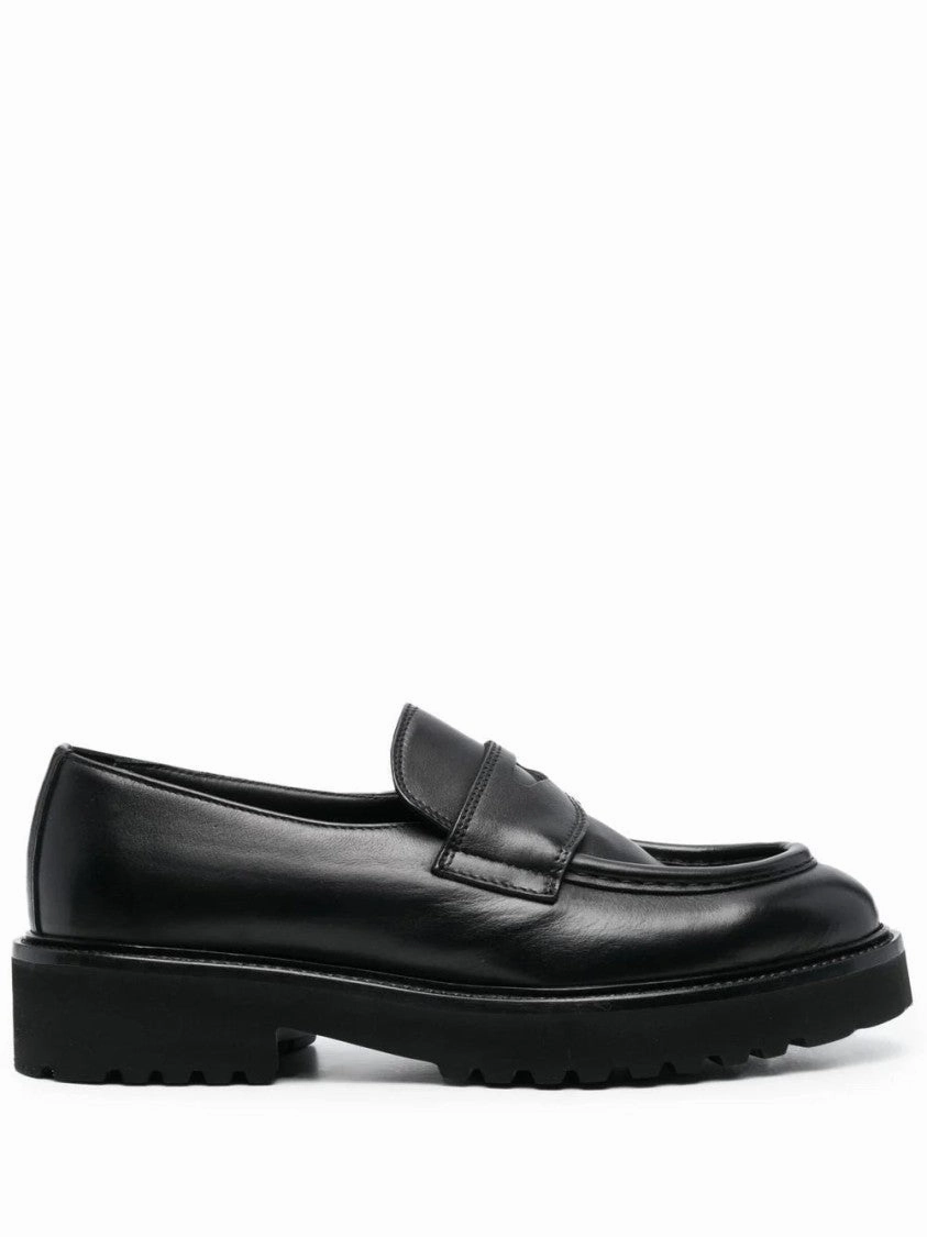 Elegant Casual Shoes Penny Strap Black Leather Loafers