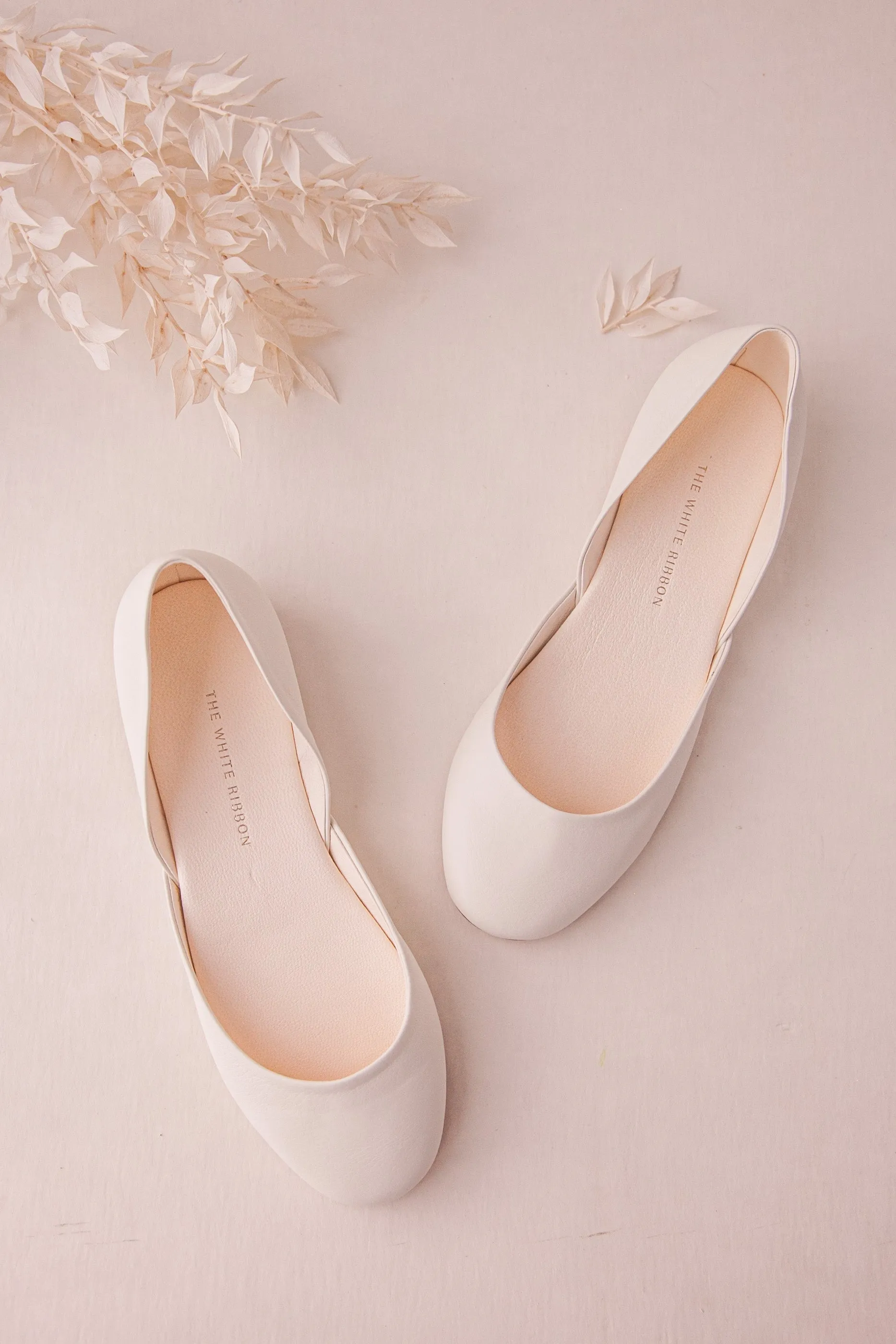 Thea - Light Ivory Ballet Flats Open Toe Ankle Strap