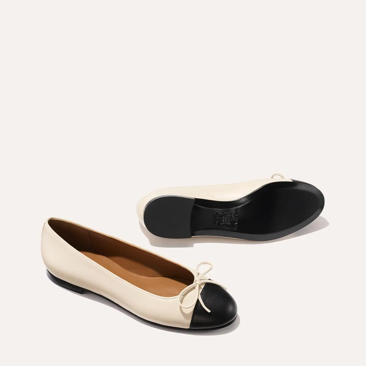 The Demi - Ecru and Black Nappa Cushioned Footbed