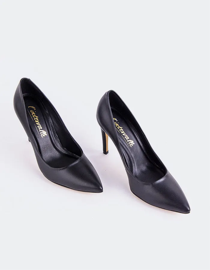 Love Black Leather Vintage Style Heels Trendy Mood