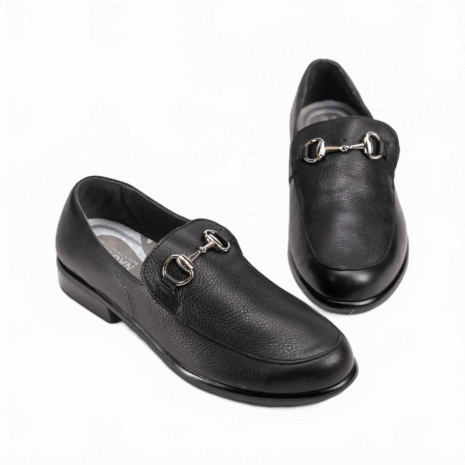Women's Bentu Buckled Loafer In Soft Black Leather Street Scene Toe Free
