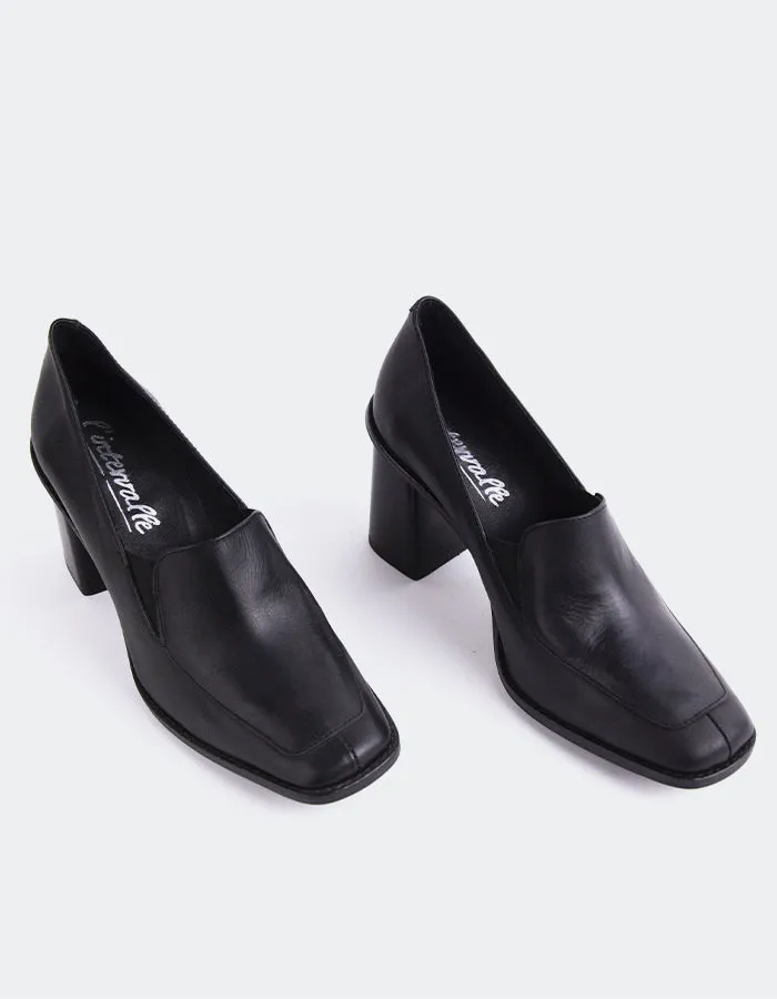 Chic Heeled Booties Platform Booties Gabiano Black Leather