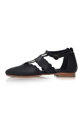 Gardenia Pointy Toe Leather Flats Easy Slip-On Shoes Forest Glow