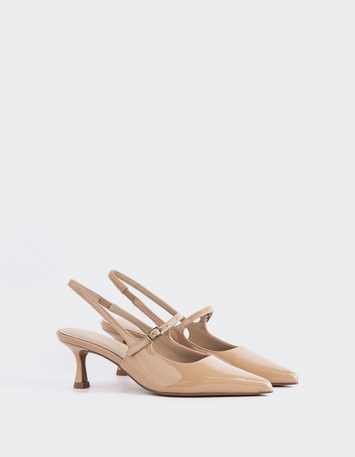 Vondel Nude Patent Gum outsole Open Toe Shoes