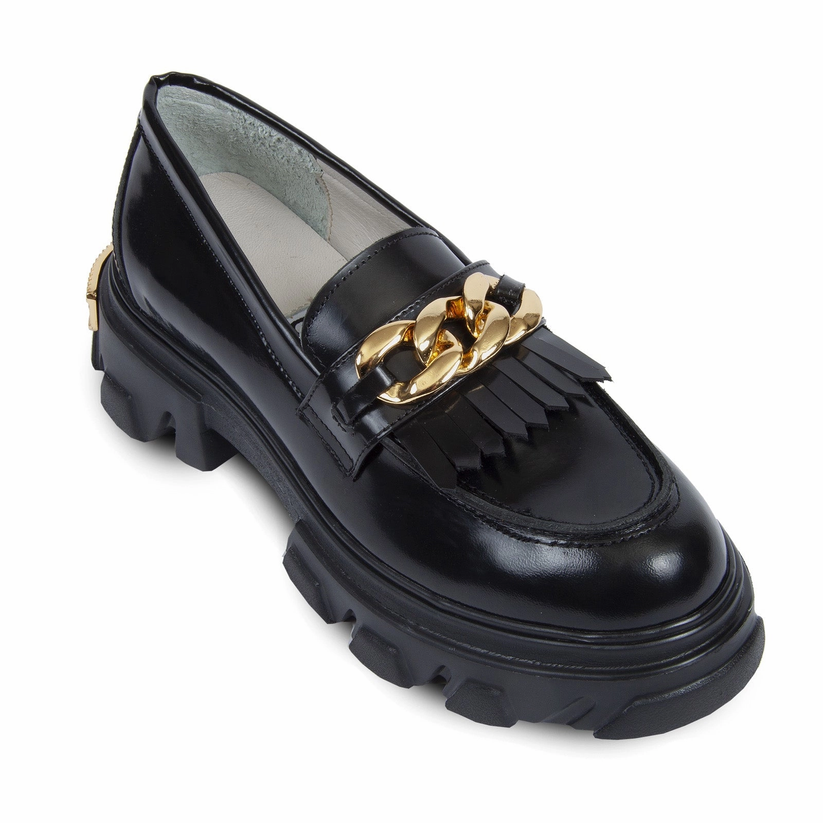Gold Chain Leather Loafer By URBNKICKS Simple Lines