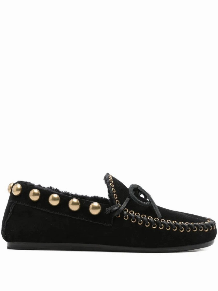 Wide toe box Gold-Stud Embellished Loafers