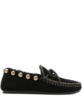Wide toe box Gold-Stud Embellished Loafers