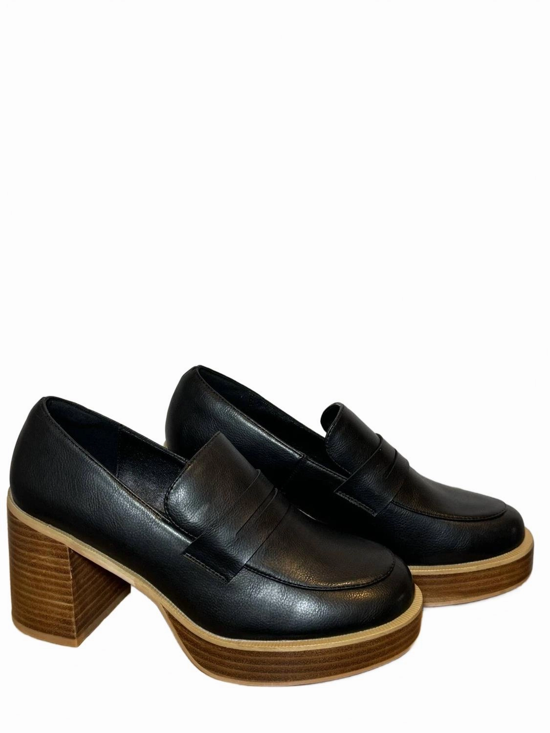 Hannah Platform Penny Loafers In Black Coffee Stop Cool Pace