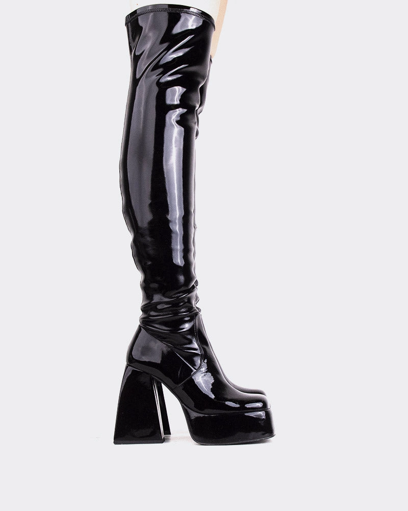 High Traction Stylish Explorer Sonny Black Patent Stretch