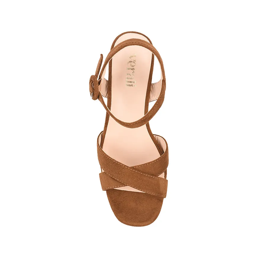 Hazel Platform Heels - Chestnut Tan Micro foldable Versatile Piece
