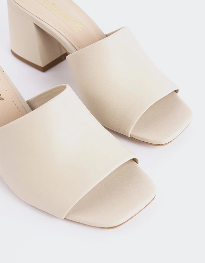 Clarabelle Off White Leather Comfortable Slip Sandals