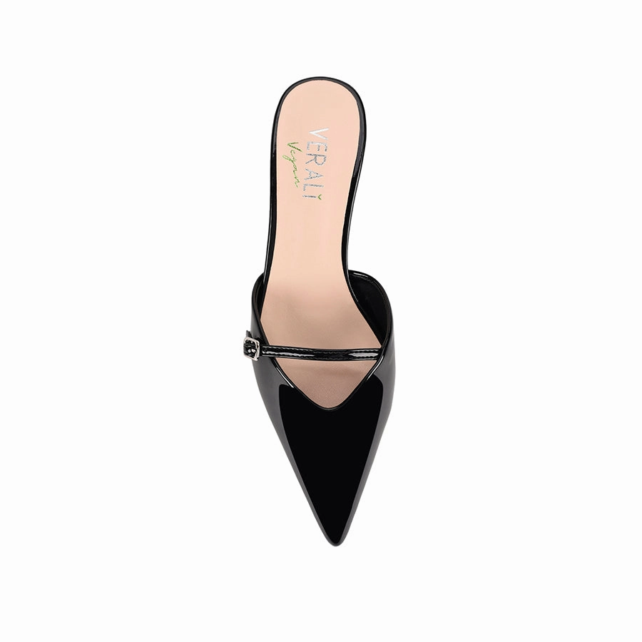 Lunar Point Toe Kitten Heels - Black Patent Anti   Wear