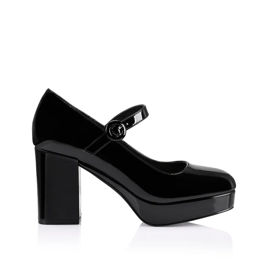 Vintage Pumps Hennessy Mary Jane Platforms - Black Patent