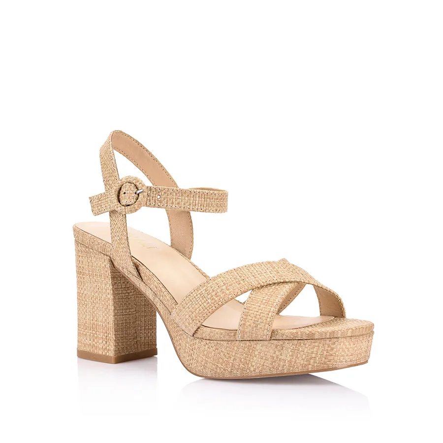 Heppell Platform Heels - Natural Raffia Classic Dress Shoes Work Chic
