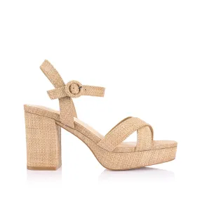 Heppell Platform Heels - Natural Raffia Luxury Dress Shoes