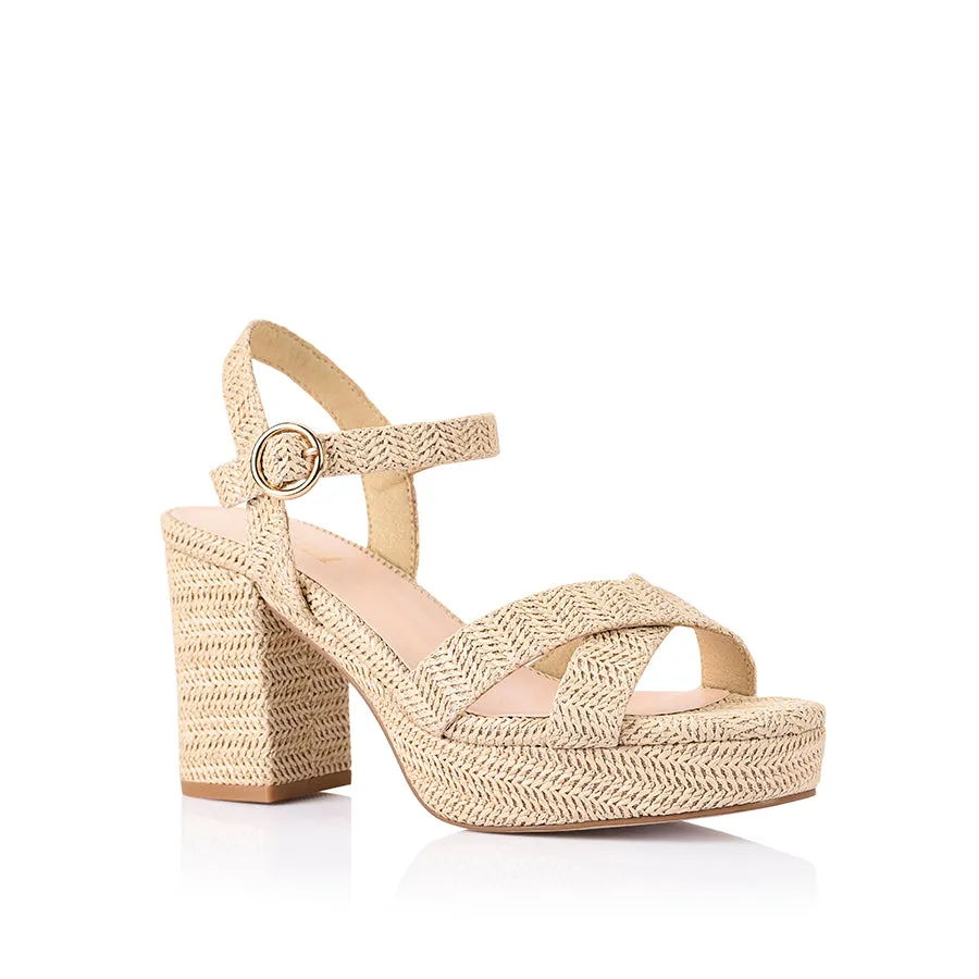 Trendy Boots Heppell Platform Heels - Raffia