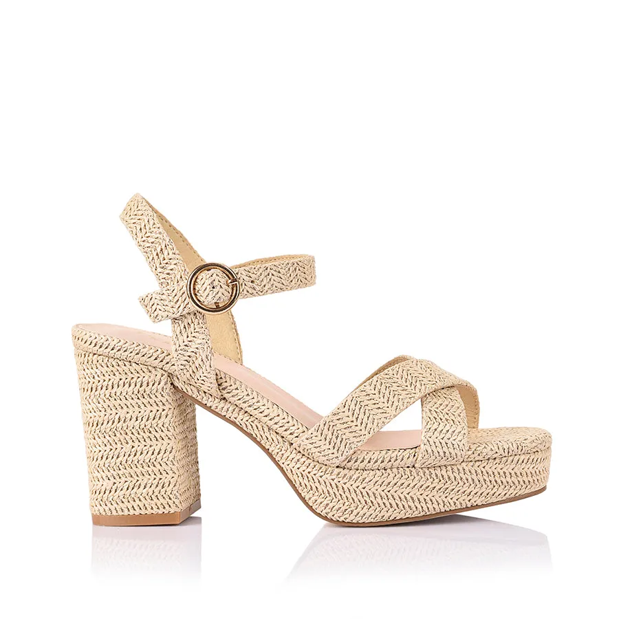 Comfort footbed Heppell Platform Heels - Raffia