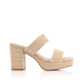 Herbet Platform Heels - Raffia Subtle Shine Textured Finish