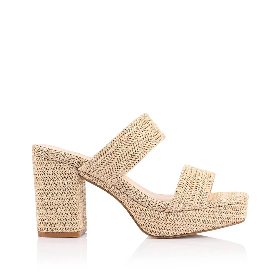 Herbet Platform Heels - Raffia Subtle Shine Textured Finish