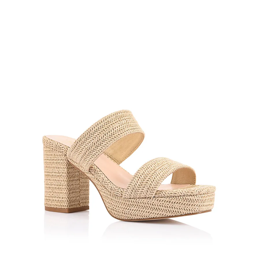 Breathable Design Herbet Platform Heels - Raffia