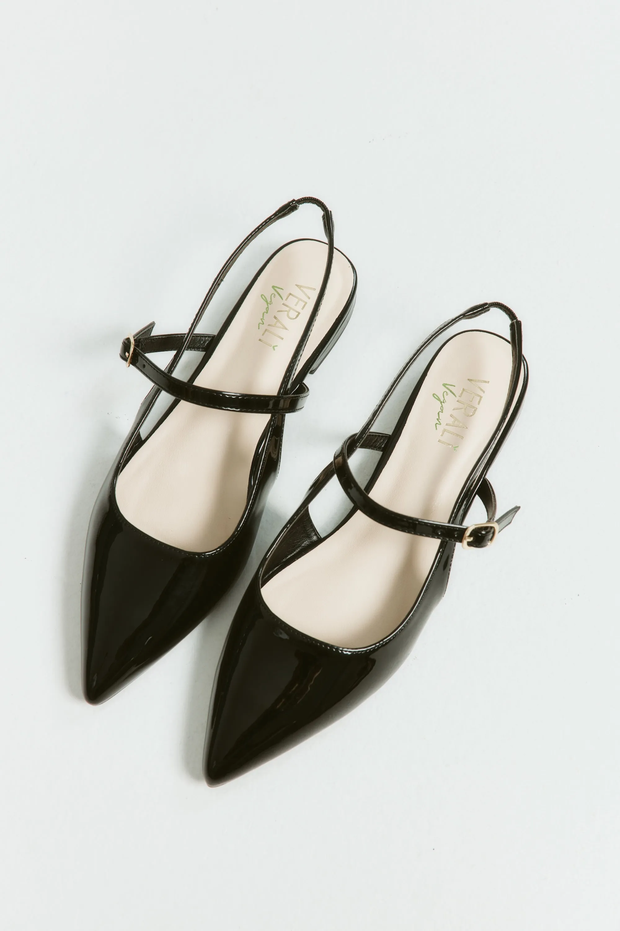 Versatile Footwear Style Elegant Footwear Hiatus Sling Back Flats - Black Patent