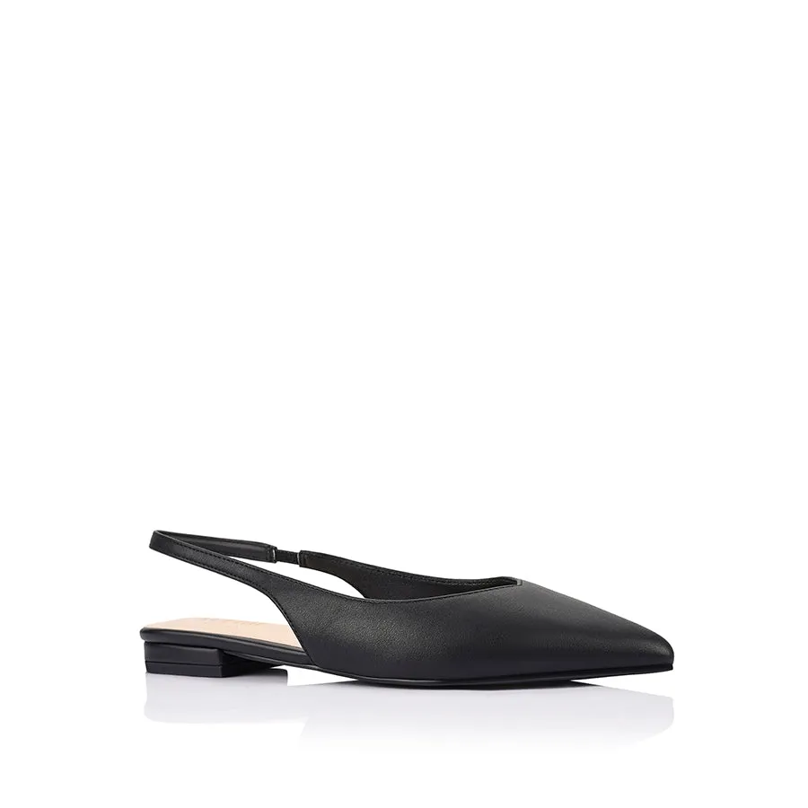 Hillary Slingback Flats - Black Practical Comfort