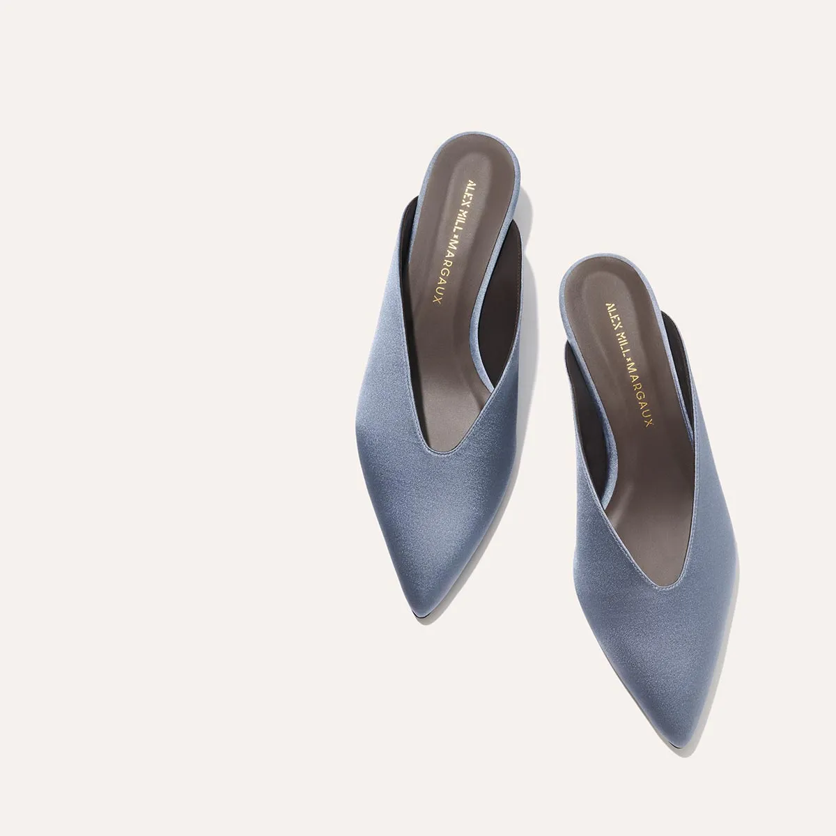 Alex Mill x Margaux: The Romy - Slate Blue Satin narrow-fit most outdoor