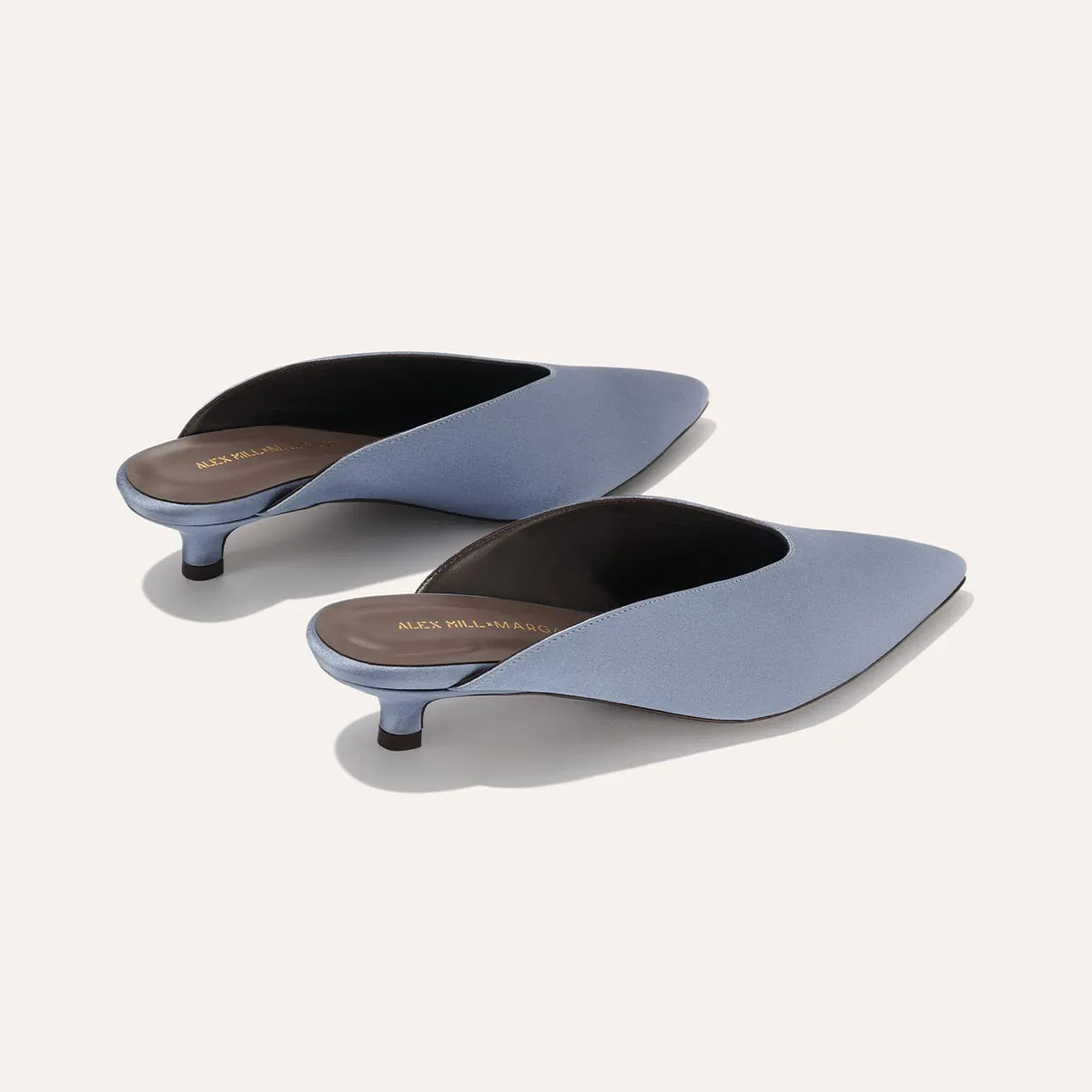 Alex Mill x Margaux: The Romy - Slate Blue Satin least walking