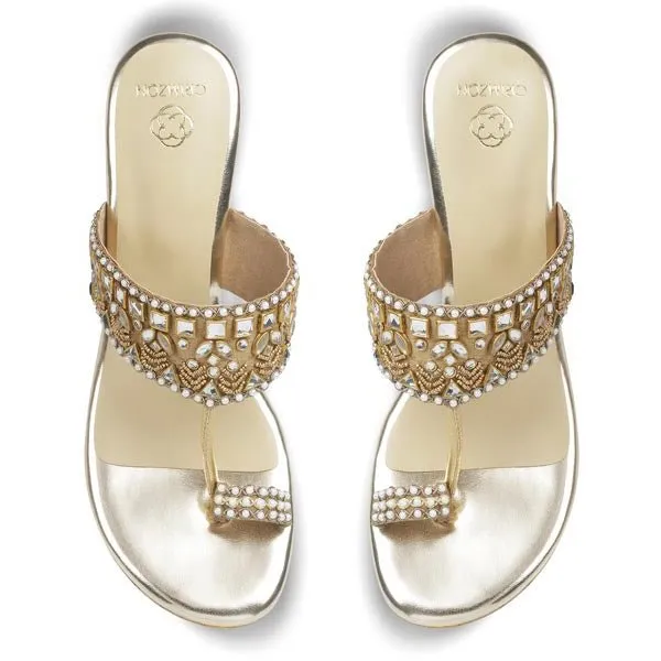 Rough texture anti - slip INAAYAT- EMBELLISHED KOLHAPURIS