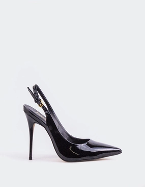 Janeiro Black Patent Chic Heeled Booties Boho Chic Heels